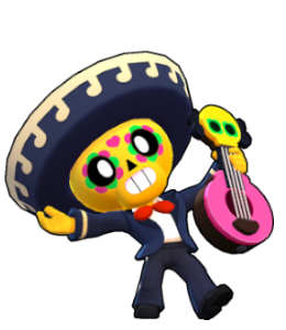 imagen del personaje, esqueleto catrina con sombrero mexicano y una guitarra