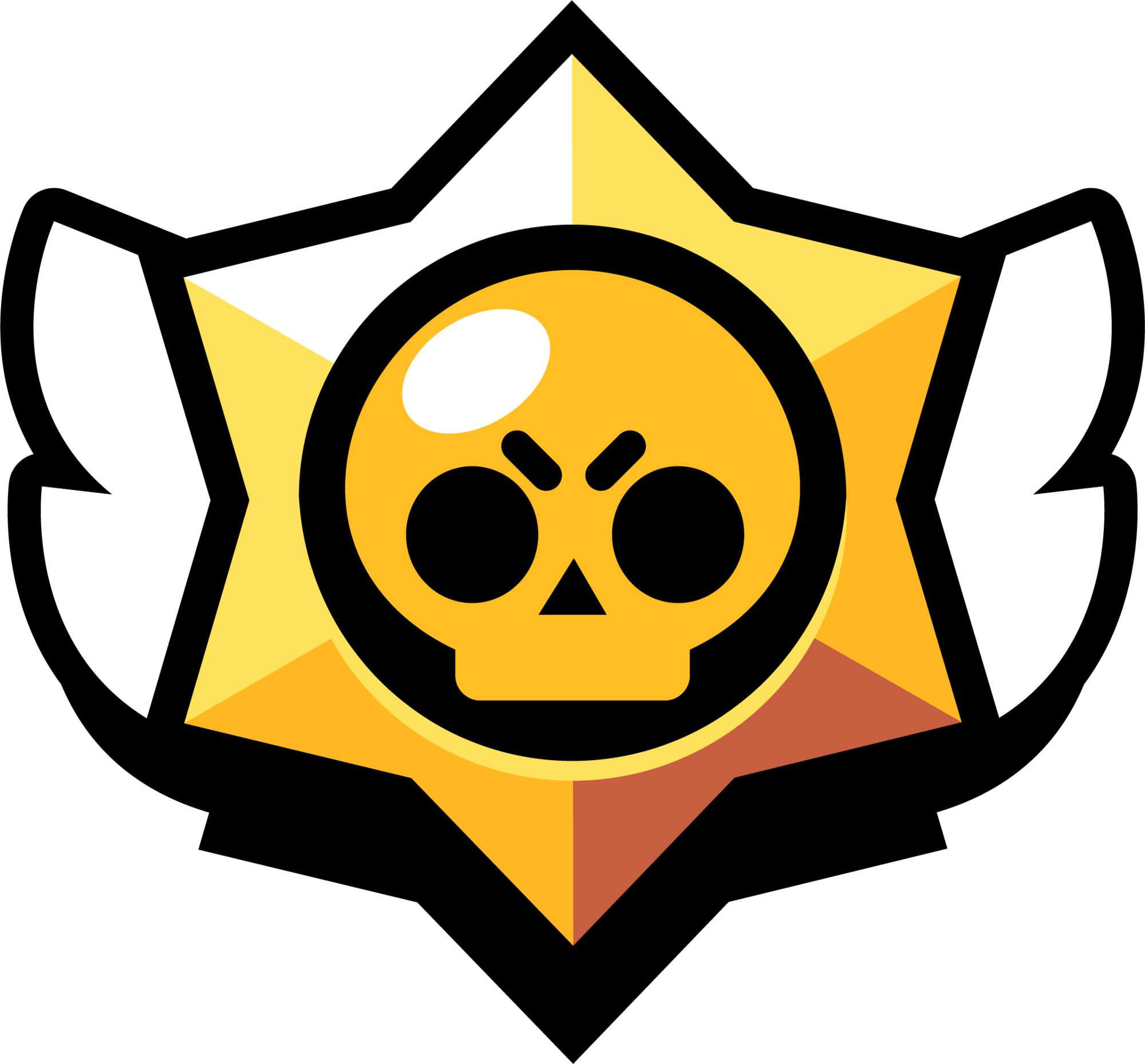 logotipo del juego, un escudo en forma de estrella con alas y una calabera en el medio